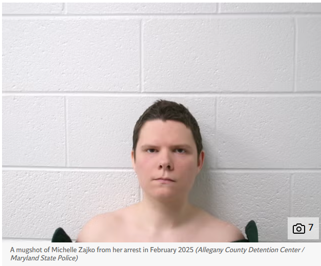 Booking photograph of Michelle Zajko following her February 2025 arrest in Maryland.