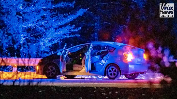 The vehicle at the scene of the January 20, 2025, shooting on Interstate 91 in Vermont. Photo: David McGlynn / Fox News Digital.
